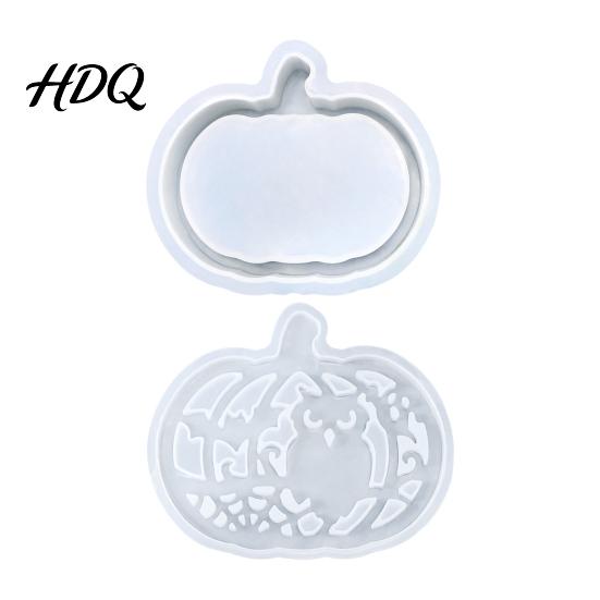 Food Grade Silicone Mold 1 Set Halloween Pumpkin Lampshade Mold DIY Hollow Crafts Box Gypsum Cement Epoxy Resin Casting for Molds