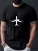Airplane with Heartbeat Lineunisex Casual Grew Neck Short Sleeve T-Shirt for Summer, PLUS SIZE