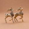A Pair of Vintage Copper Deer Ornaments 2pcs Solid Brass Sika Deer Elk Living Room Ornaments Home Christmas Decoration