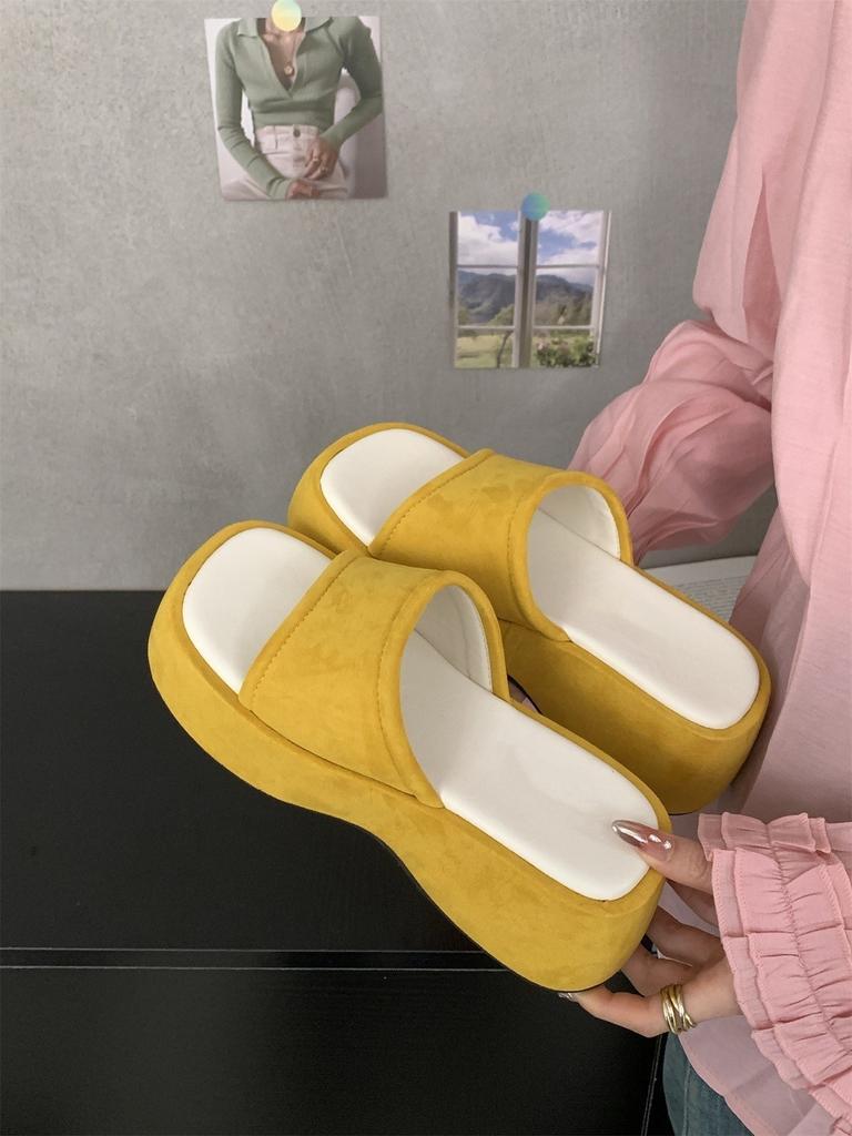 Muffin thick-soled one-word cool slippers women's shoes casual wear new versatile retro red sandals
