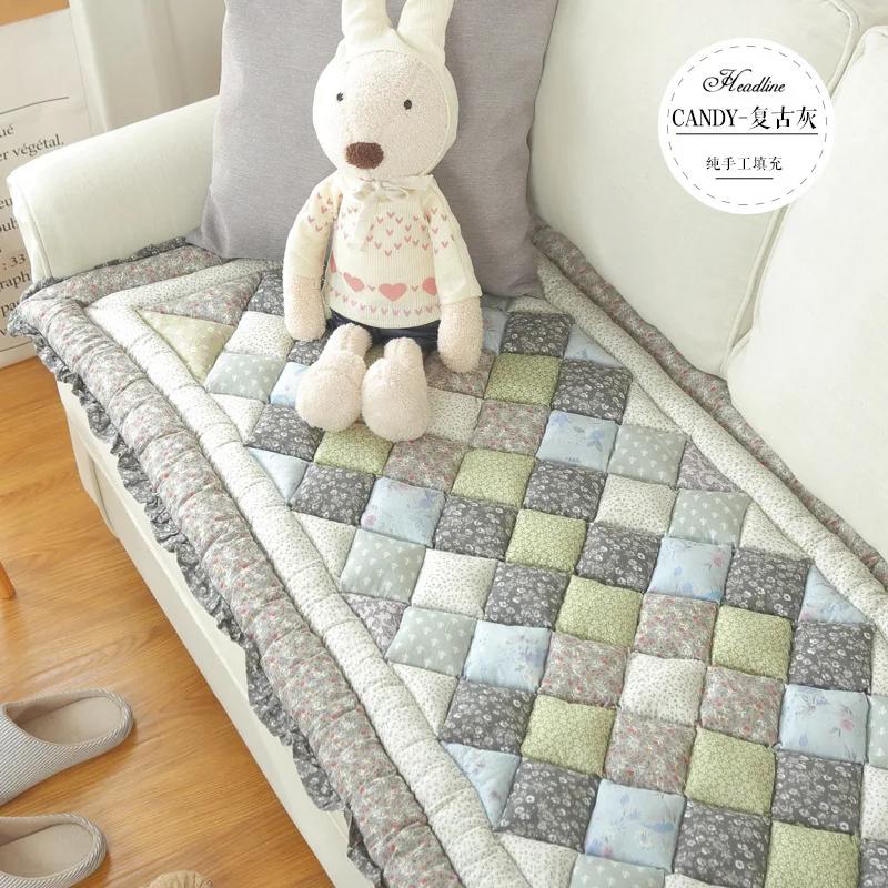 Garden Chic Cotton Protective Couch Cover Splicing Anti-cat Scratch Non-Slip Thickened Home Living Room Sofa Cover Sofa Cushion