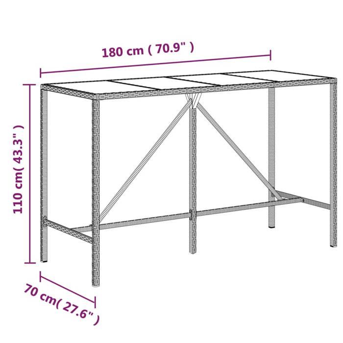 VidaXL Ensemble de bar de jardin 11 pcs avec coussins gris poly rotin, ensemble de table de bar, table et chaise de bar, 3187650