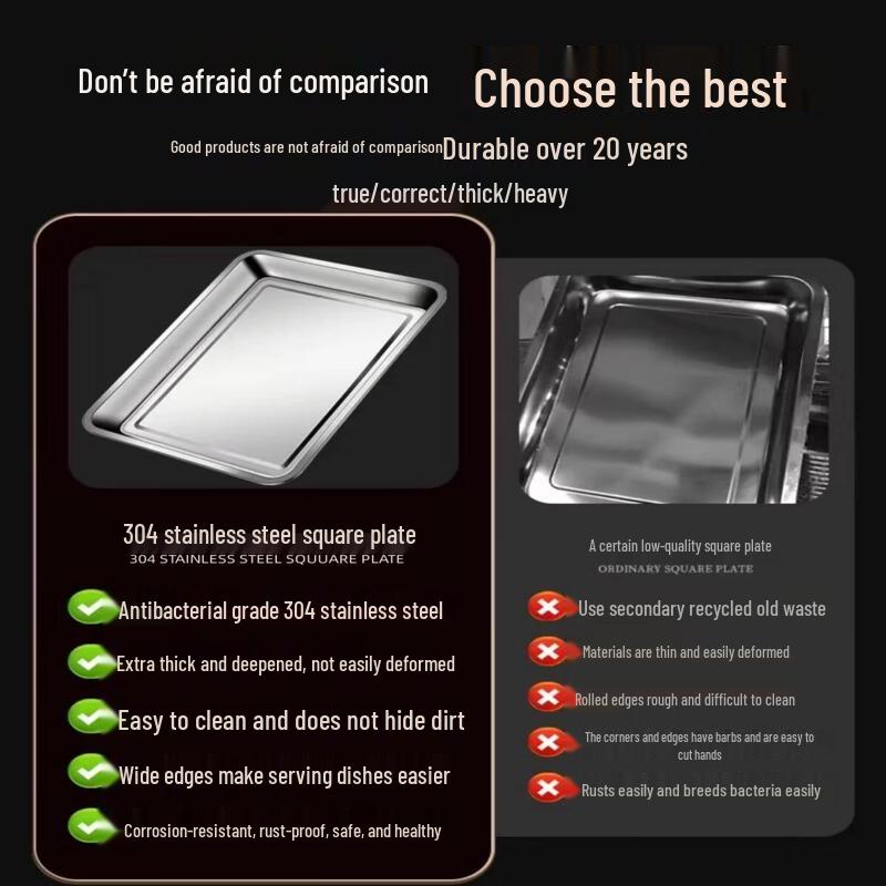 304 Stainless Steel Extra Thick Deep Grill & Dinner Pan