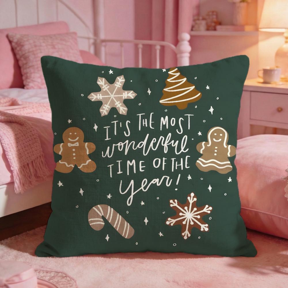 Cchristmas Cushion Cover Premium Comfort Reversible Pillow Cove Two In One Design For Any Room  Car Interior