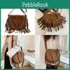 Boho Chic Pu Suede Ladies Shoulder Bag With Cell Phone Pocket And Soft Structure
