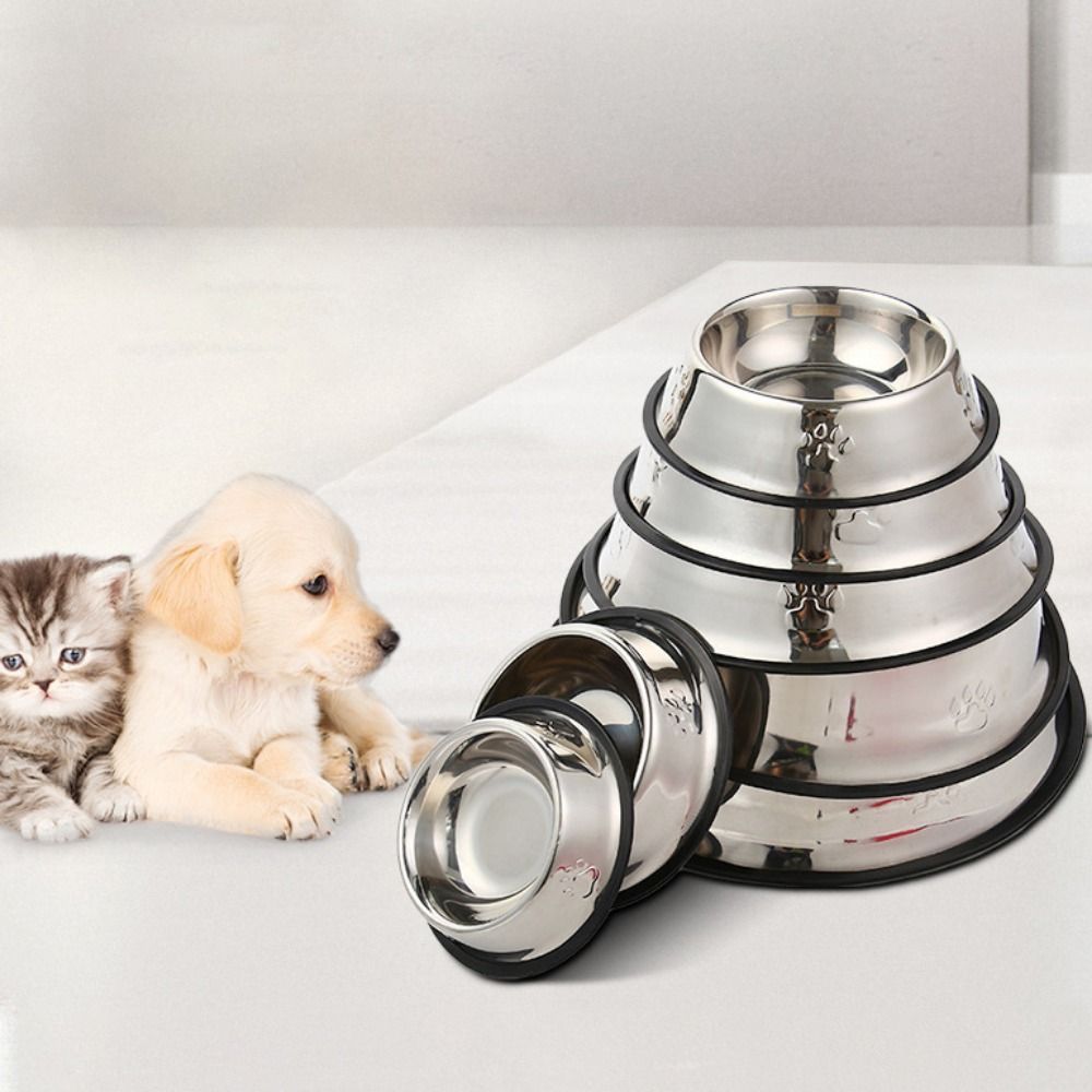

Large Capacity Stainless Steel Dog Bowls Non-slip Puppy Food Dish For Dog Cats Puppy M