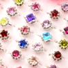 36-Piece Colorful Heart-Shaped Diamond Gemstone Rings for Girls' Birthdays