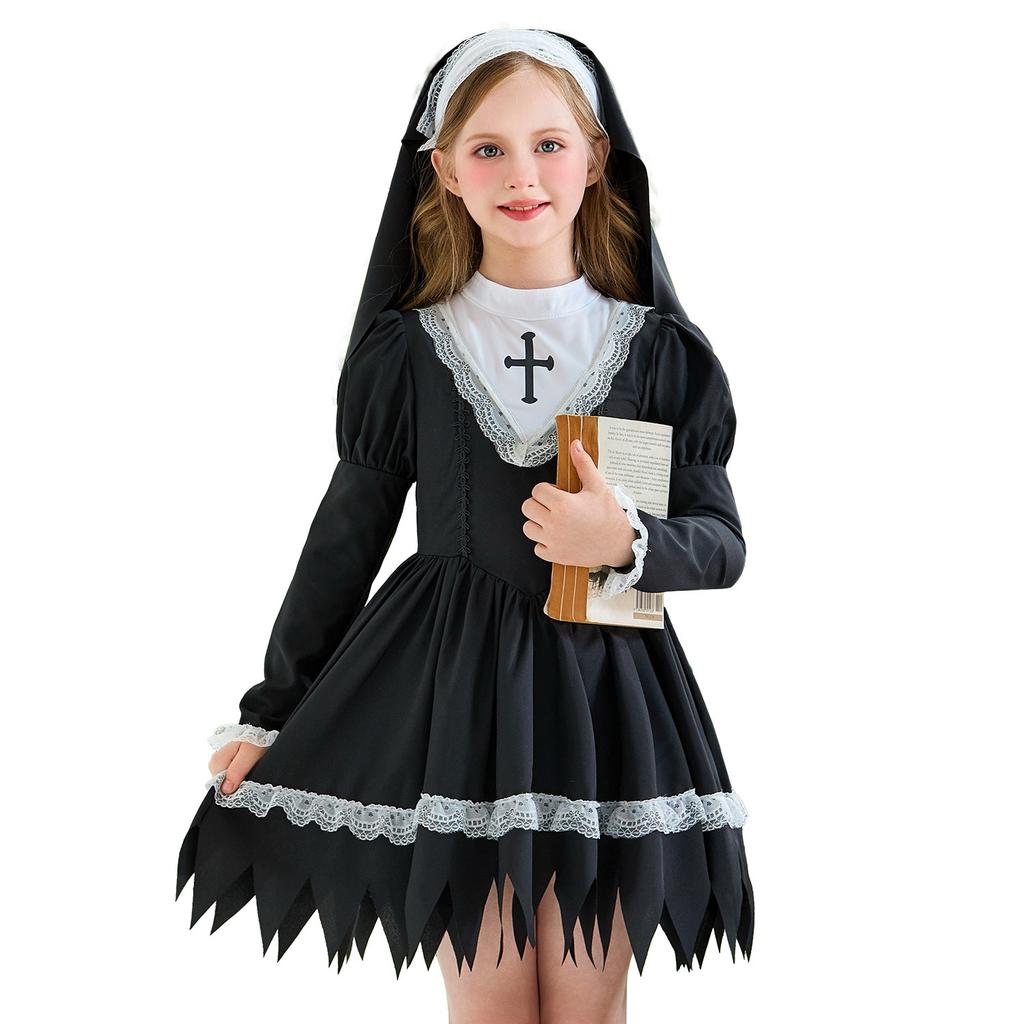 20.26 million Halloween Children's Clothing Nun Clothing Carnival Girls Dress Cross Repair Women's Clothing Performance Clothing