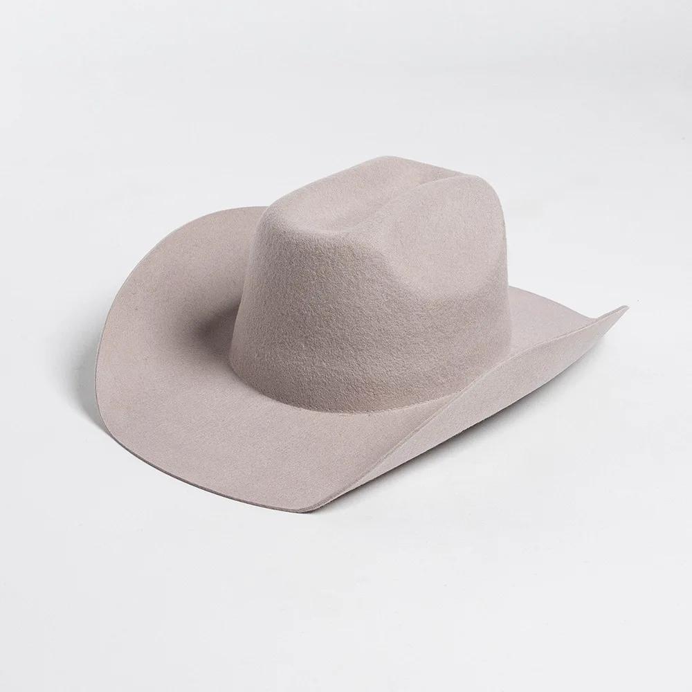 100% Australia  Wool Cowboy Hat Men Women Unisex Wide Brim Hard Felt Hat Solid Color Classic Fedora Custom Big Size S–XL