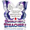 2D Flat, "World's Best Teacher" Acrylic Teacher Appreciation Decorative Plaque, Butterfly Design, Suitable for Wall Decoration, Porch, Room, Villa, Ac