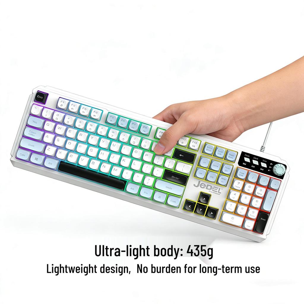 101-Key Wired Silent Gaming Keyboard with Numeric Keypad, Volume Knob, and Lighting Effects