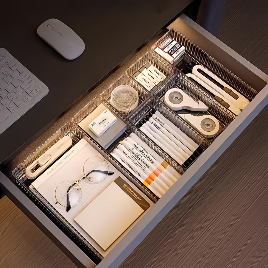 12 Stück Verstellbare Acryl Schubladenteiler - Platzsparender Organizer für Schreibtisch Schminktisch und Bürobedarf Ideal zur Aufbewahrung von Kosmetika und Schreibwaren