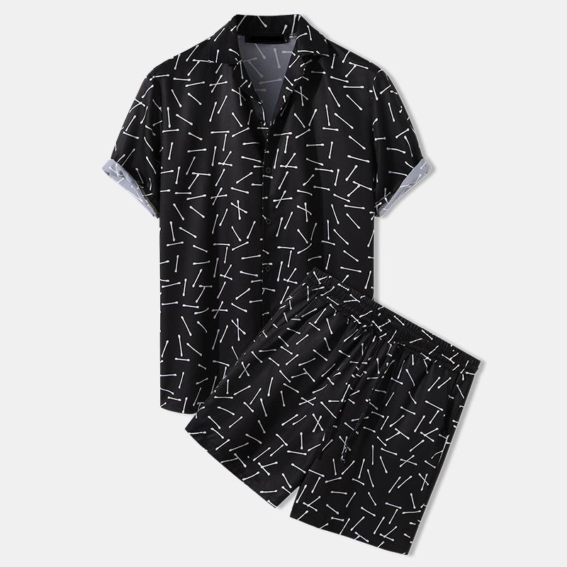 Broek UK Heren Lente/Zomer Leisure Sport Hawaii Strand Stijl Stikken Streep Print Korte Mouwen Shirt Broek Tweedelige Set Heren Pak Jassen Casual, Hemelsblauw, 3XL Broek UK Heren Lente/Zomer Leisure Sport Hawaii Strand Stijl Stikken Streep Print Korte Mouwen Shirt Broek Tweedelige Set Heren Pak Jassen Casual, Hemelsblauw, 3XL