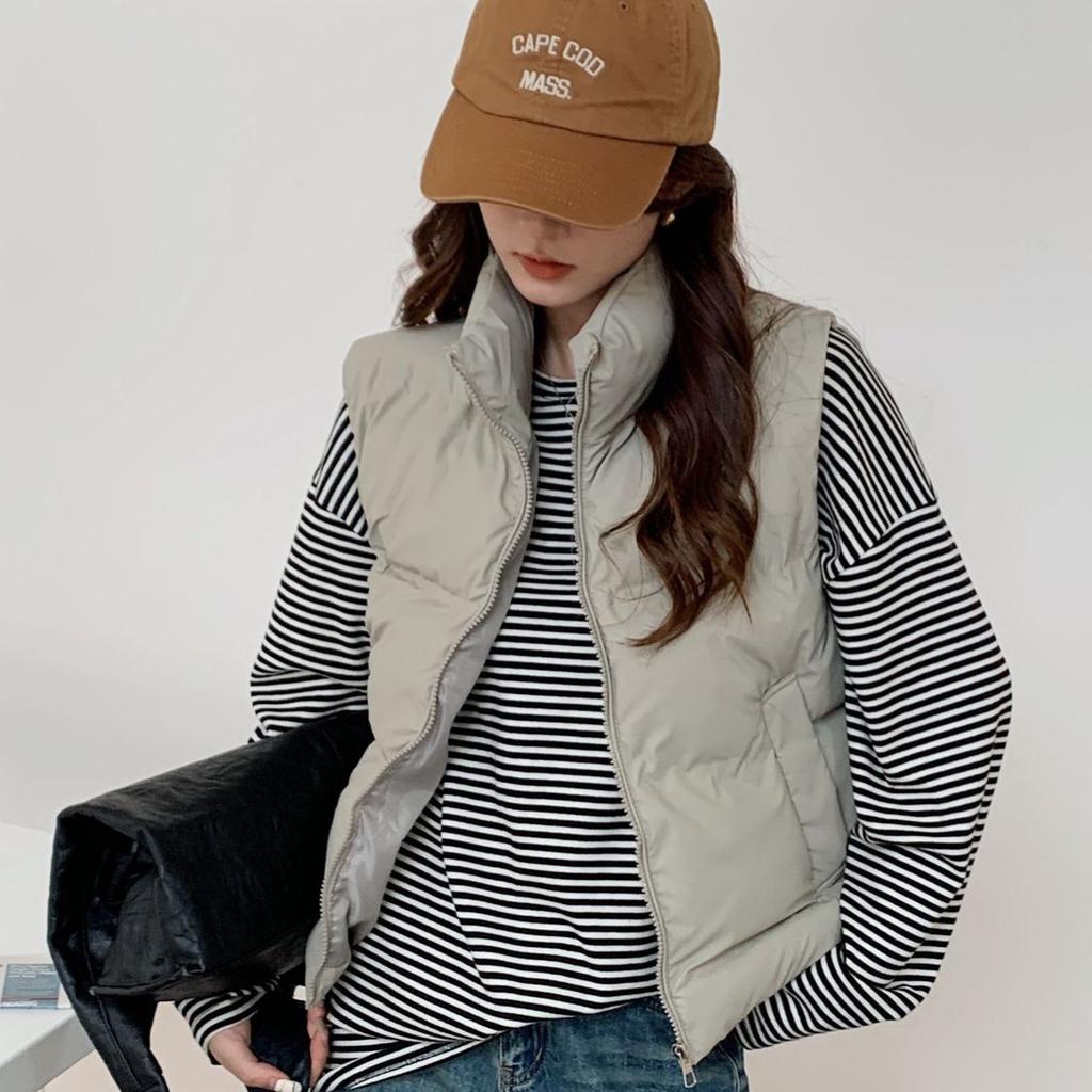 Cotton clothes, vest women's short loose casual stand-up collar thickened versatile vest student vest bread clothes