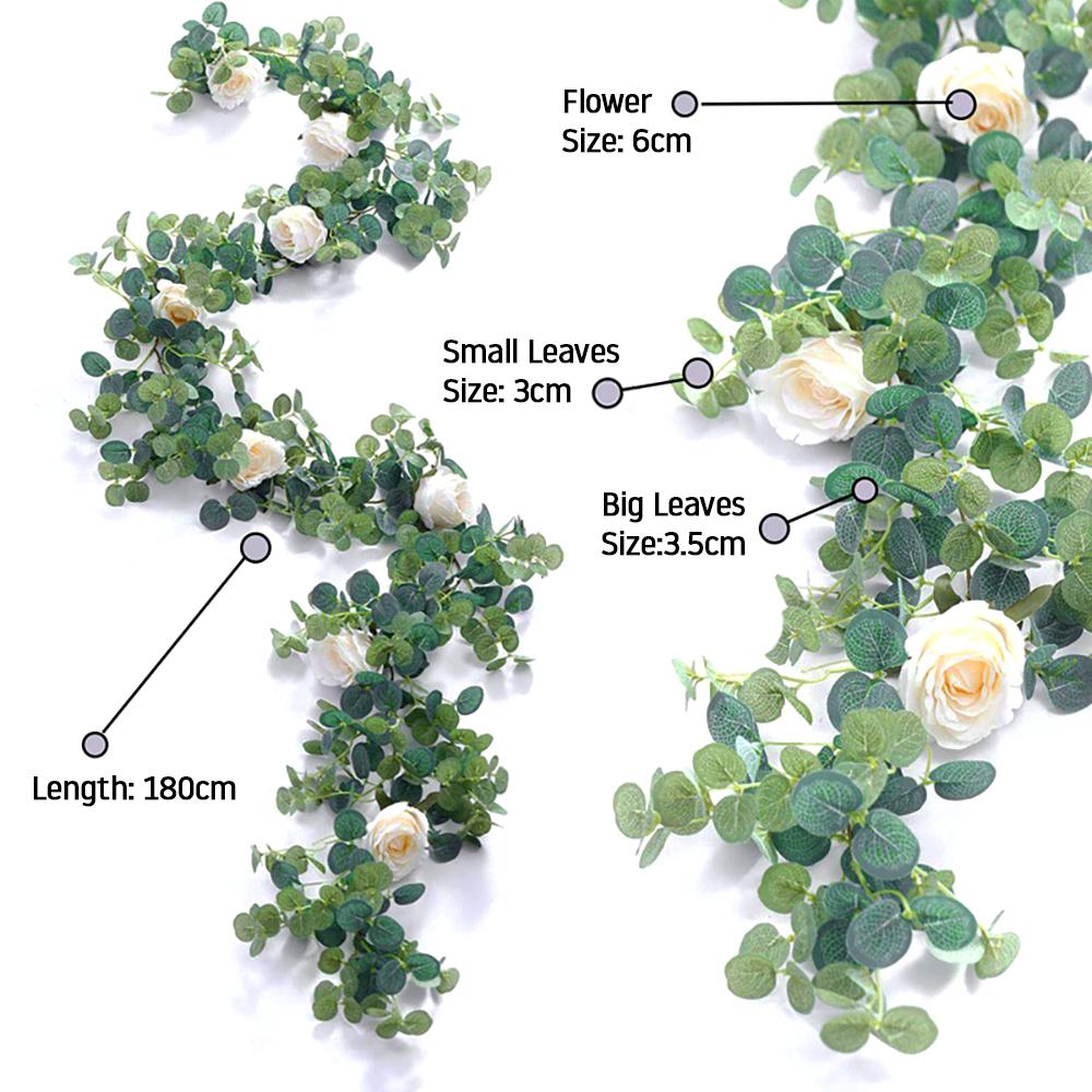Silk Artificial Rose Vine Hanging Flowers for Wall Decoration Rattan Fake Plants Leaves Garland Romantic Wedding Home Decoration