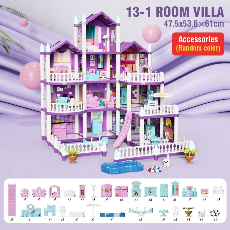Diy Large Villa Doll House Set Play House Assemble Simulation Furniture Bedroom Kitchen Kids Educational Toys Girl Boys Gifts
