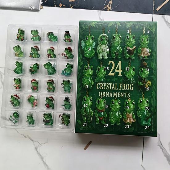 Holiday Surprise Gifts Faux Crystal Frog Advent Calendar 2026, 24 Days Christmas Countdown with Tree Ornaments Hanging Decor Animal Ornament,
