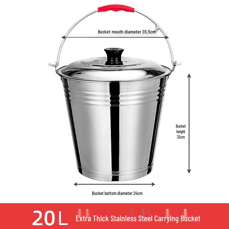 MOLUONA 304 Stainless Steel Portable Water Bucket with Lid