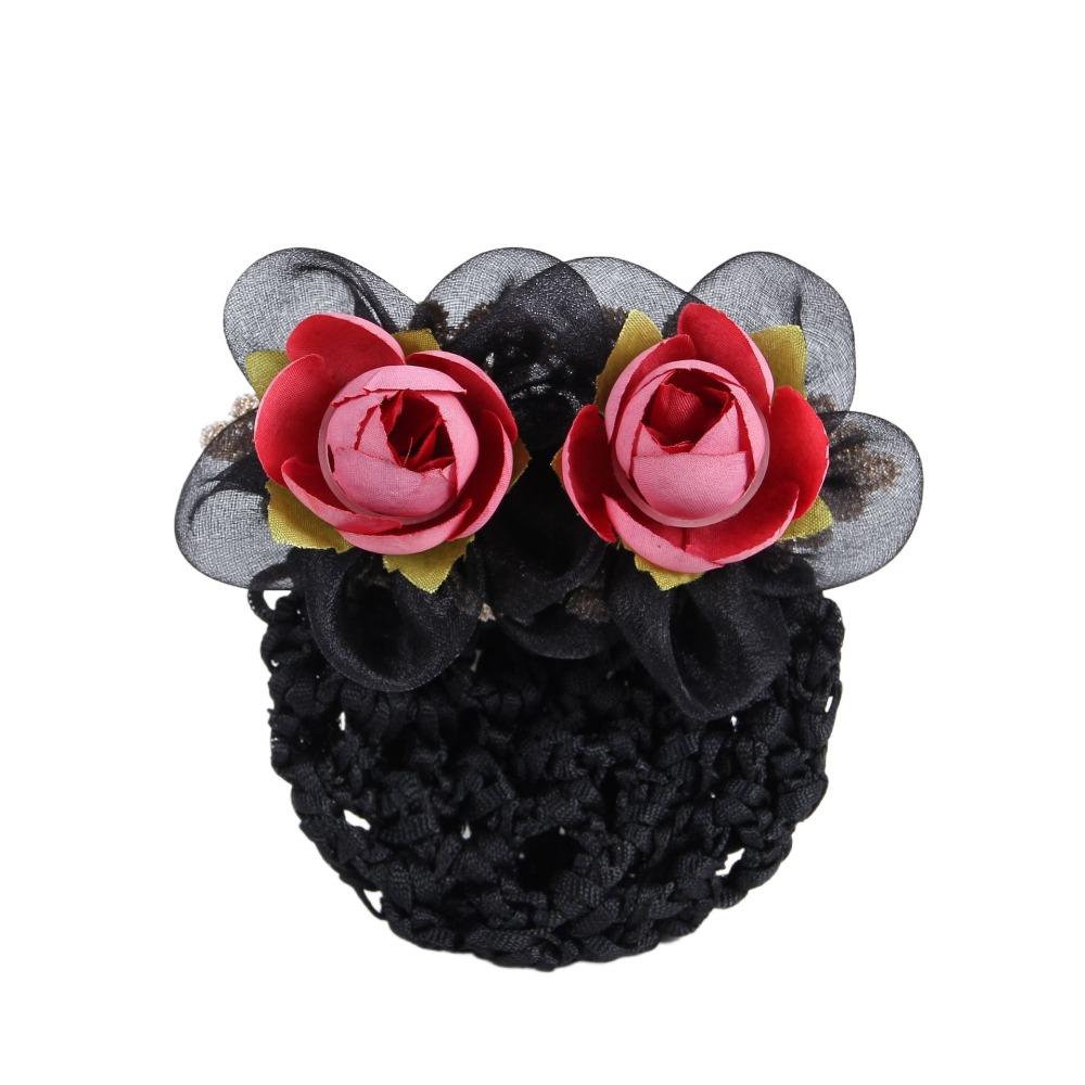Flower Hairpin Women Spring Clip Headdress Hairgrips Cover Net Vintage Korean Bun Snood Female