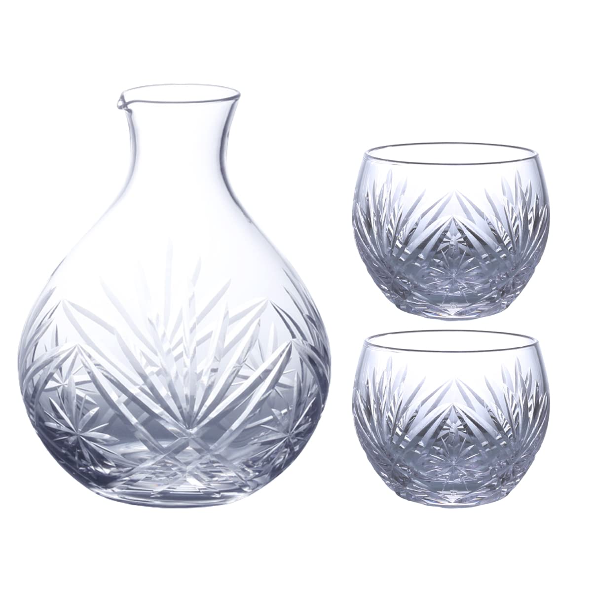 

Nostalgia Glass Kiriko Cups for Sake of 1 Sake Bottle and 2 Sake Basic Current Model J-kitchens (Set Cups)