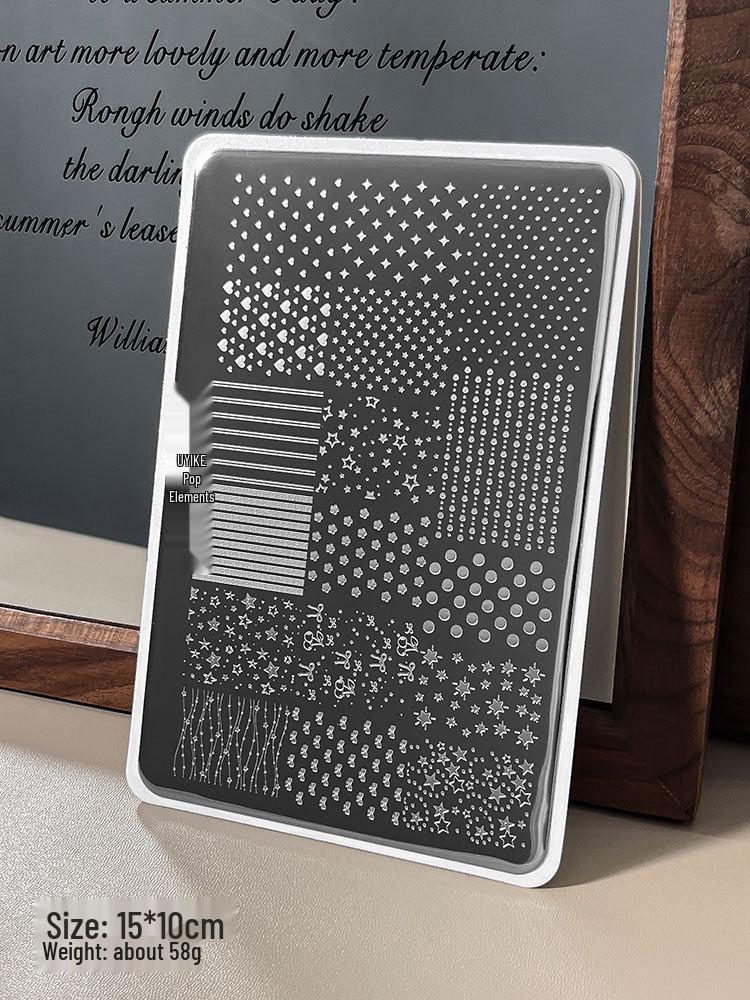 Nail Art Stamping Plates - Star, Polka Dot, Lines, Grid Lace Textures