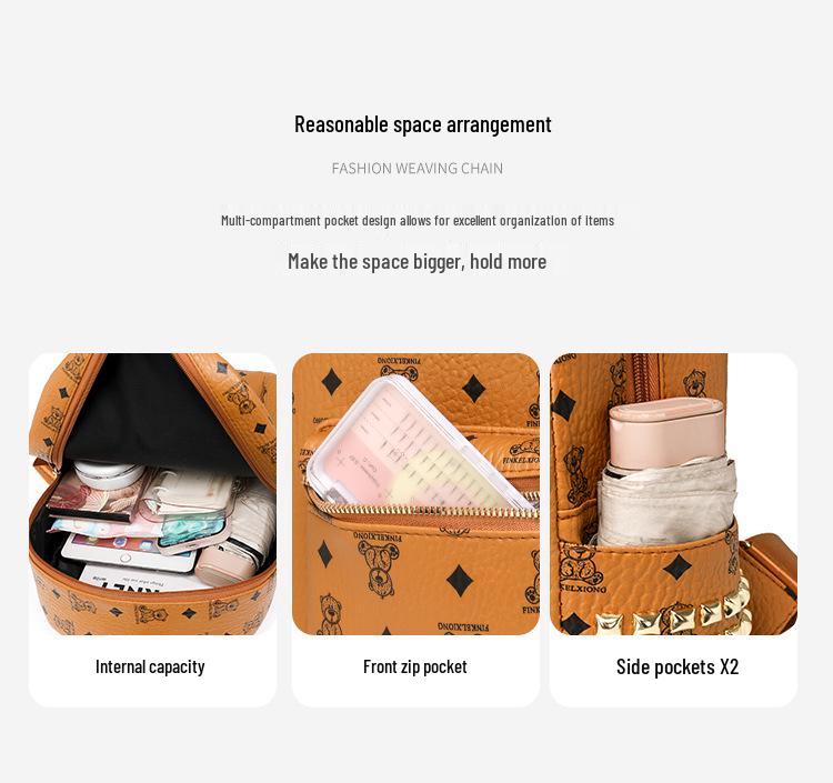 Autumn 2025 Women's Niche Leather Double Shoulder Backpack - High-End, Large Capacity for College Students