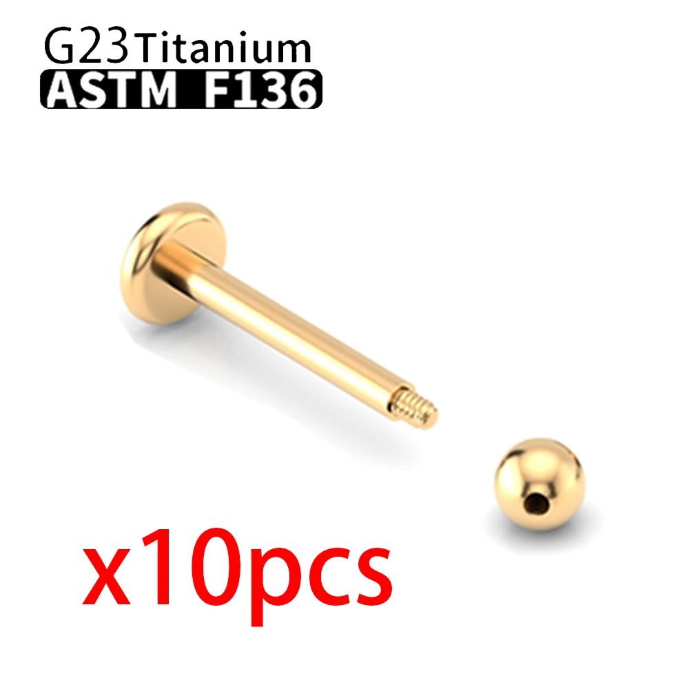 10PCS Wholesale G23 Titanium Labret Lip Stud Piercing Eyebrow Nose Ring C rod For Women Septum Piercing Body Zircon