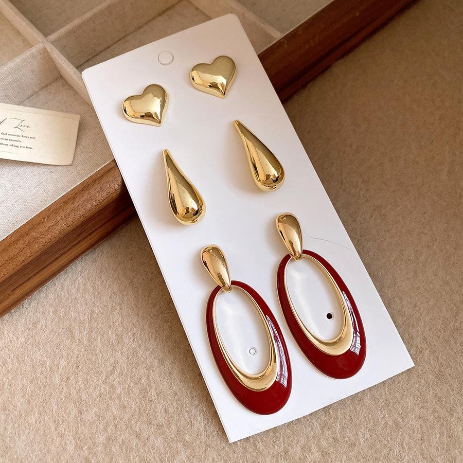 Silver Needle Bow Pearl Pendant Earrings Set Retro Fashion Temperament Earrings Light Luxury Premium Earrings
