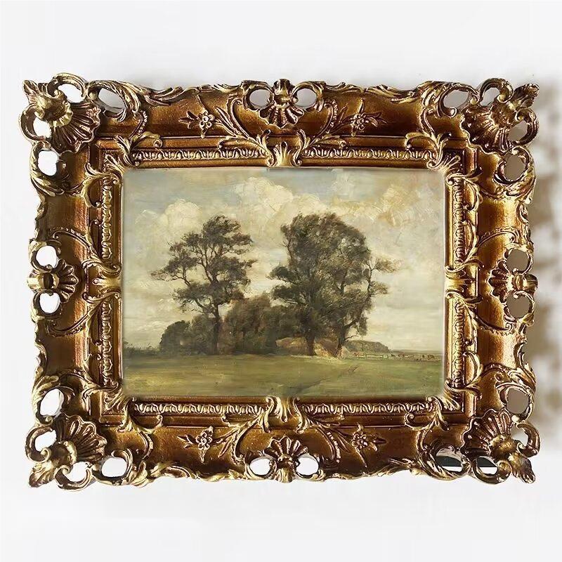 Bildram i vintage-stil Rektangulär Präglad Bordsskiva Väggmontering Harts Fotoram för Dekoration Hemkonst Porträtt