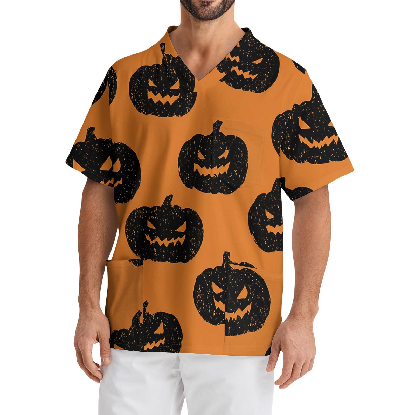 

Men s Casual Short-Sleeved V-Neck Printed Front Pocket Top XXL