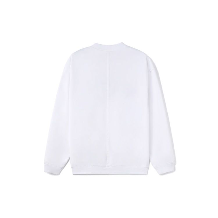 Li Ning Sports Basketball Series Fun Logo Print Locker geschnittenes Rundhals-Pullover-Sweatshirt Herren Sweatshirt Weiß AWDRA57-6