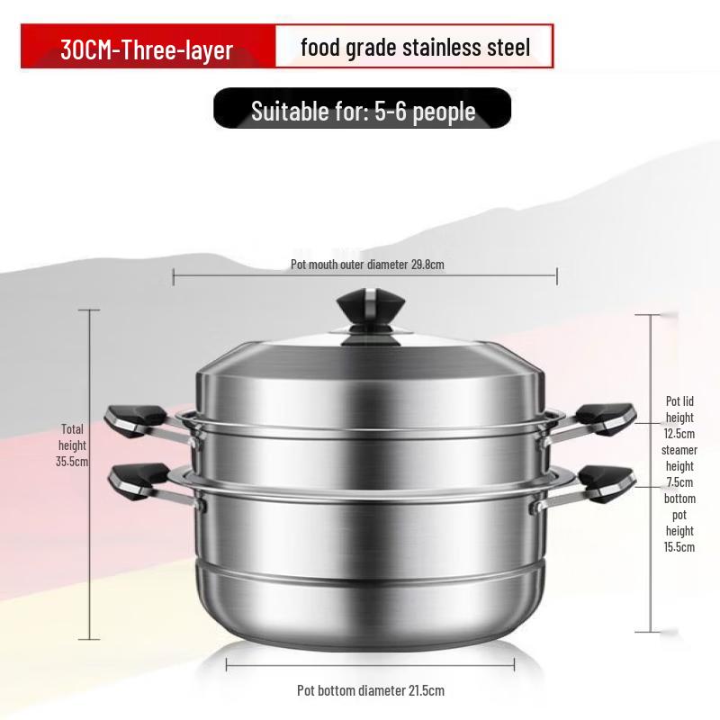 

ZISIZ Food-Grade Stainless Steel Steamer Pot