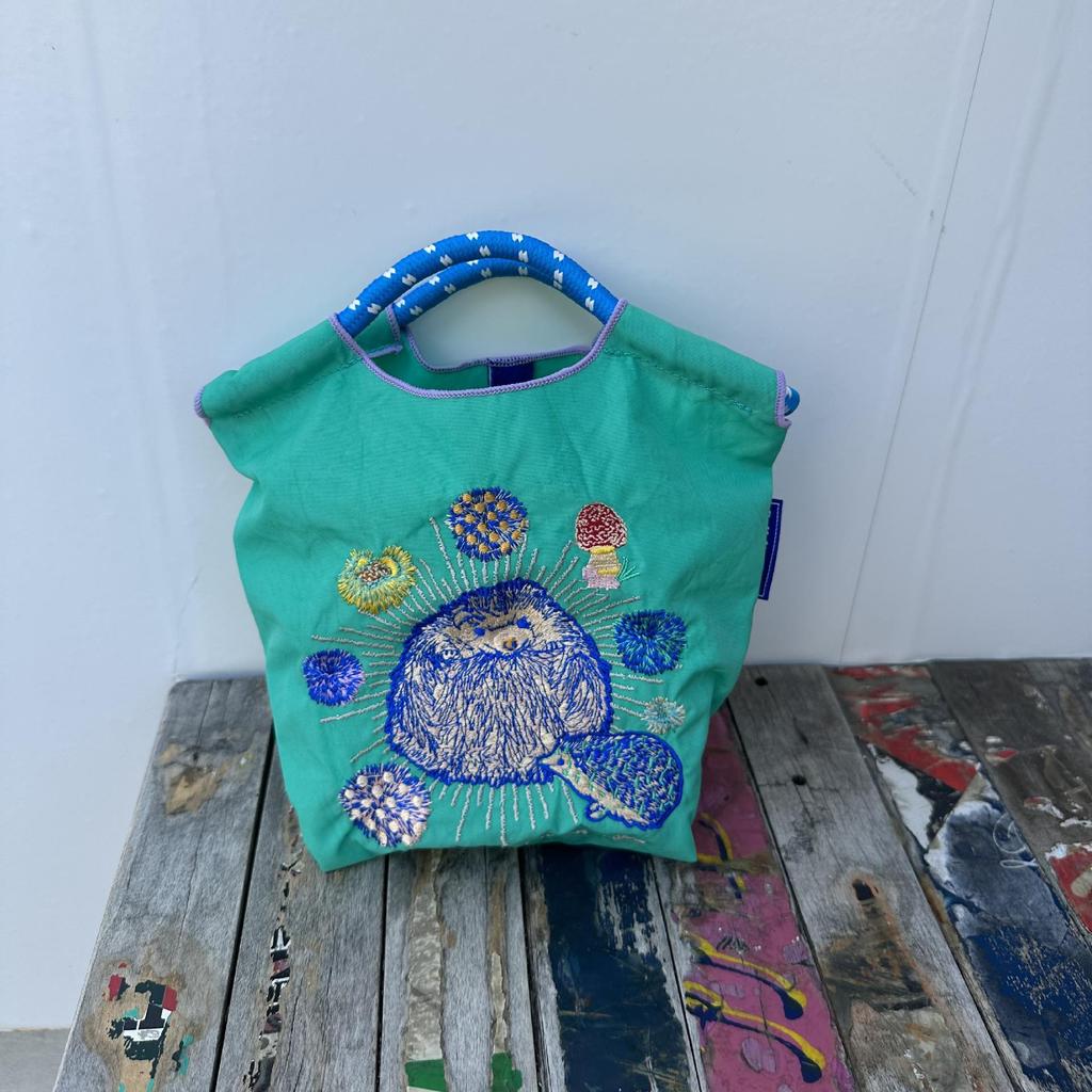 Eco-Friendly Embroidered Nylon and Canvas Shopping Bag