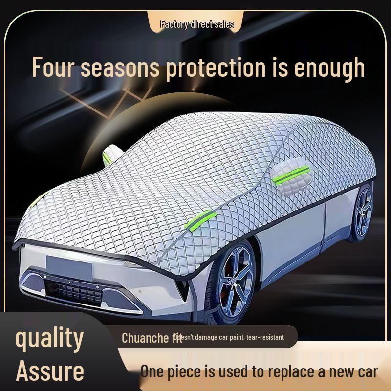 Half Car Cover: Sunshade, All-Season Protection, Heat Insulation, Hail-Resistant, Dustproof, Anti-Freeze, Waterproof.