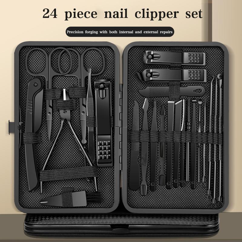 Cross-border Beauty Carbon Steel Portable Luxury 24-in-1 Nail Set Full Manicure Kit Dead Skin Cutters Oblique Cut for