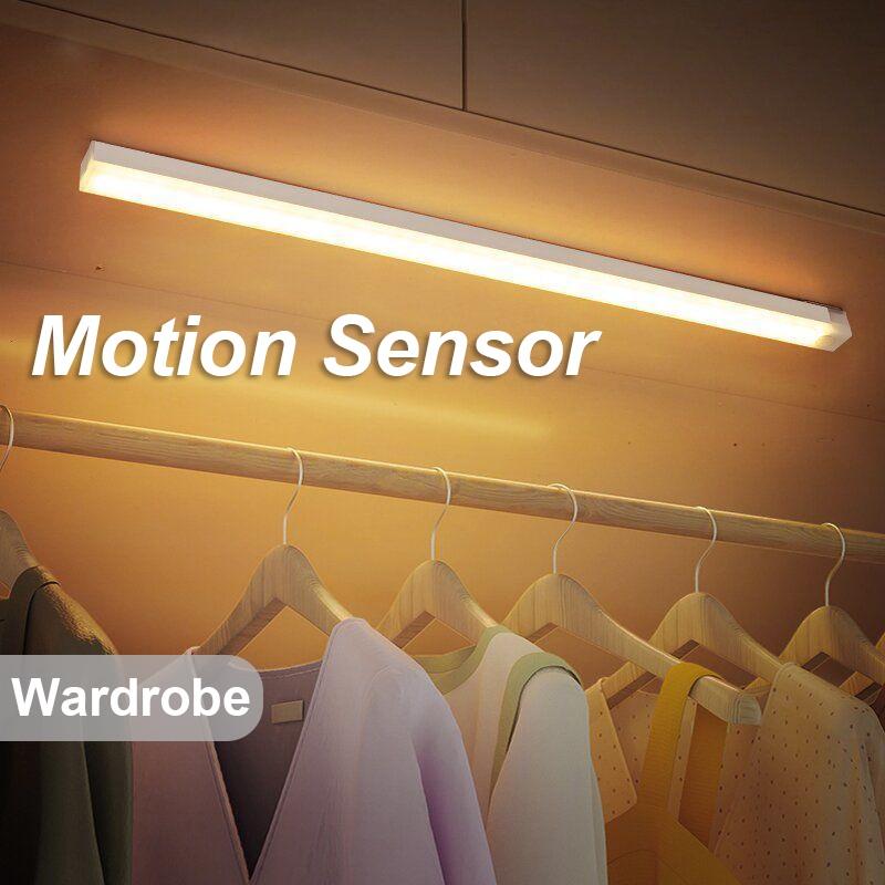 LED Night Light 10/20/30/50CM Motion Sensor USB Rechargeable Ultrathin Wireless Wardrobe Kitchen Cabinet Night Light