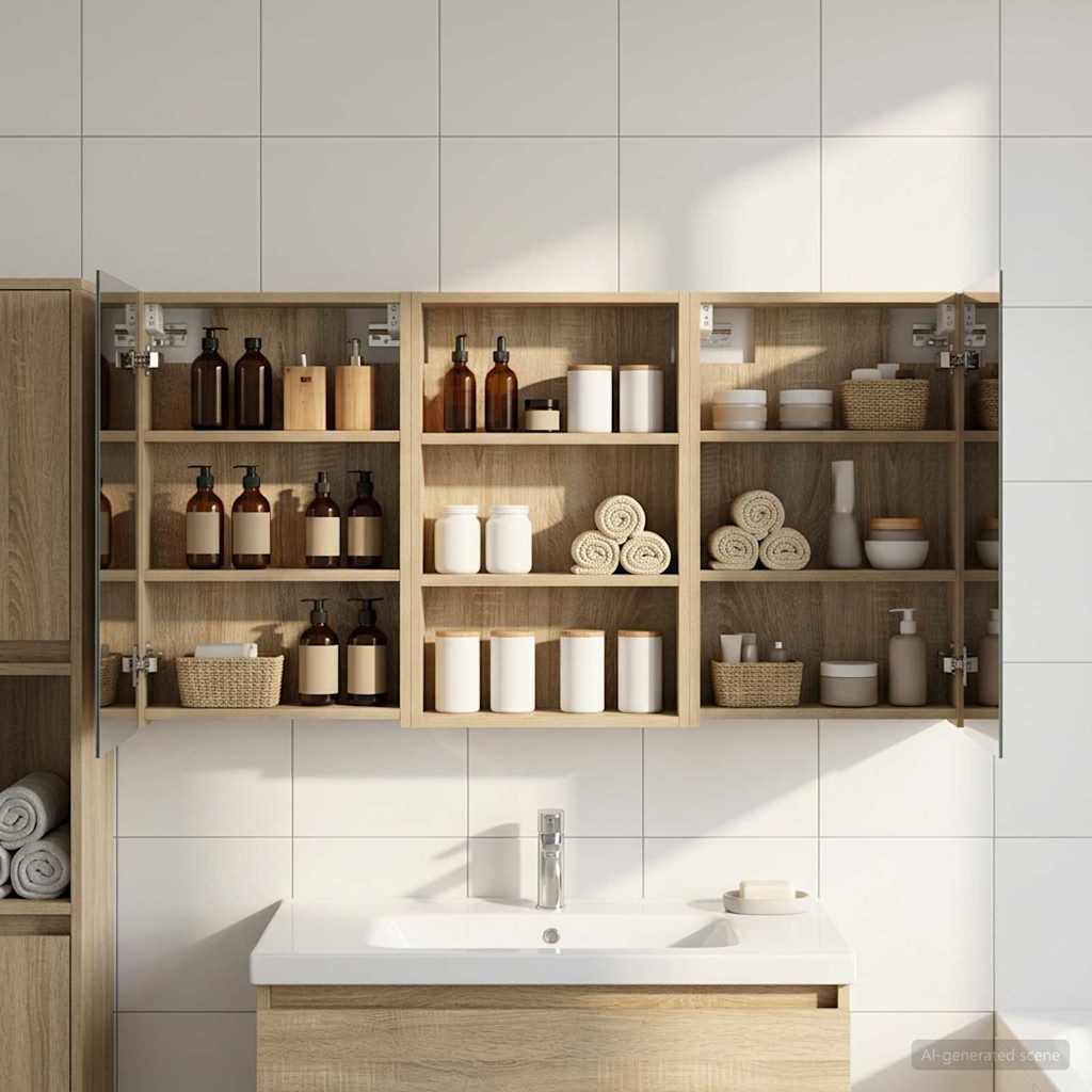 Bathroom Cabinet Set 3 Pcs 120 X 10.5 X 60.5 Cm Particleboard