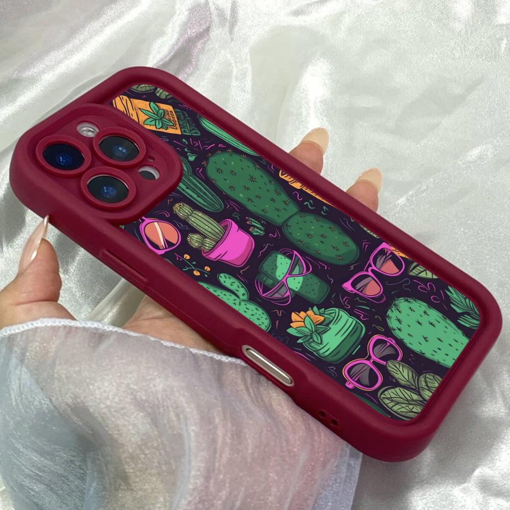 JT11 Aesthetics Doodles Cactus Cartoon Phone for for iPhone 17 Pro Max Samsung S26 Ultra A17 A26 A07 Xiaomi Redmi Note 14 Pro Plus Soft TPU Case Cover