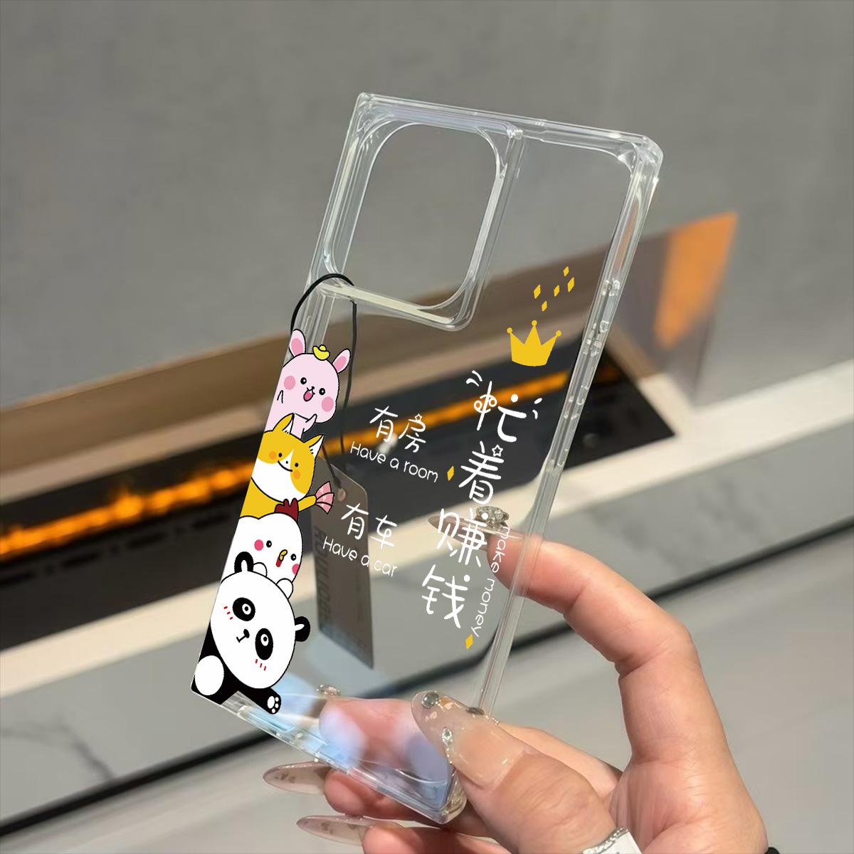 

Прозрачный квадратный чехол-накладка для iPhone 14 Pro Max 11 12 13 15 Plus 16 ProMax, защита от окисления, с мультяшным рисунком животных iphone 11