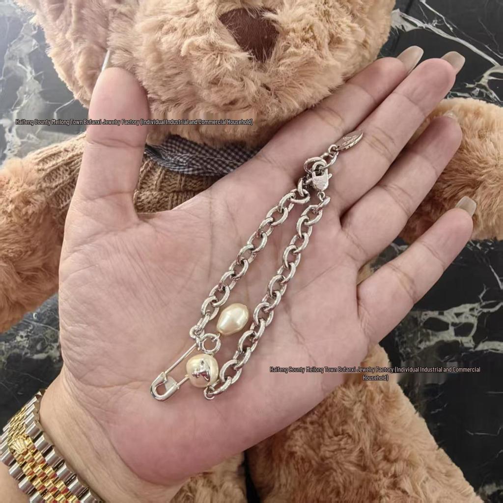 Empress Dowager Cixi Baroque Pearl Necklace & Bracelet Set - Vintage Punk Cuban Chain