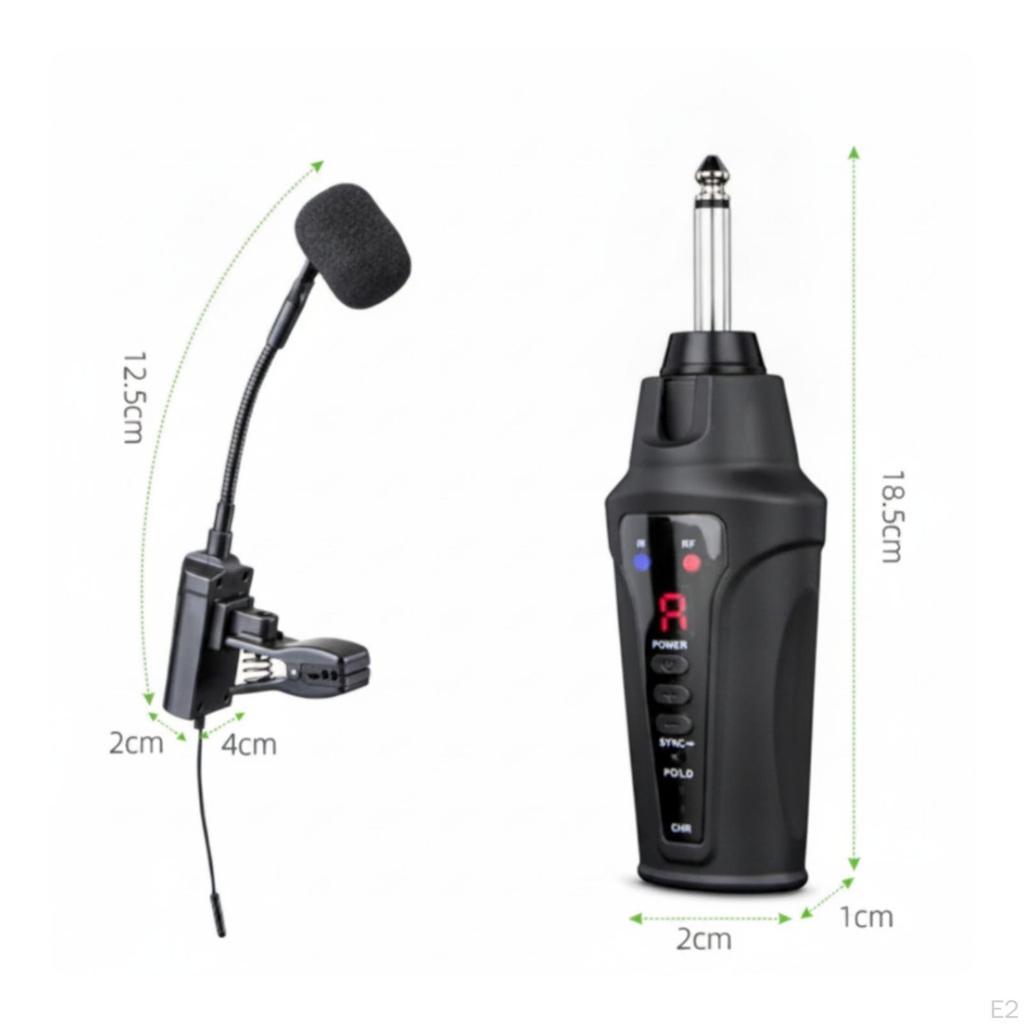 Saxophone Mic with Gooseneck Rechargeable VHF System Portable for Saxophonists, Live