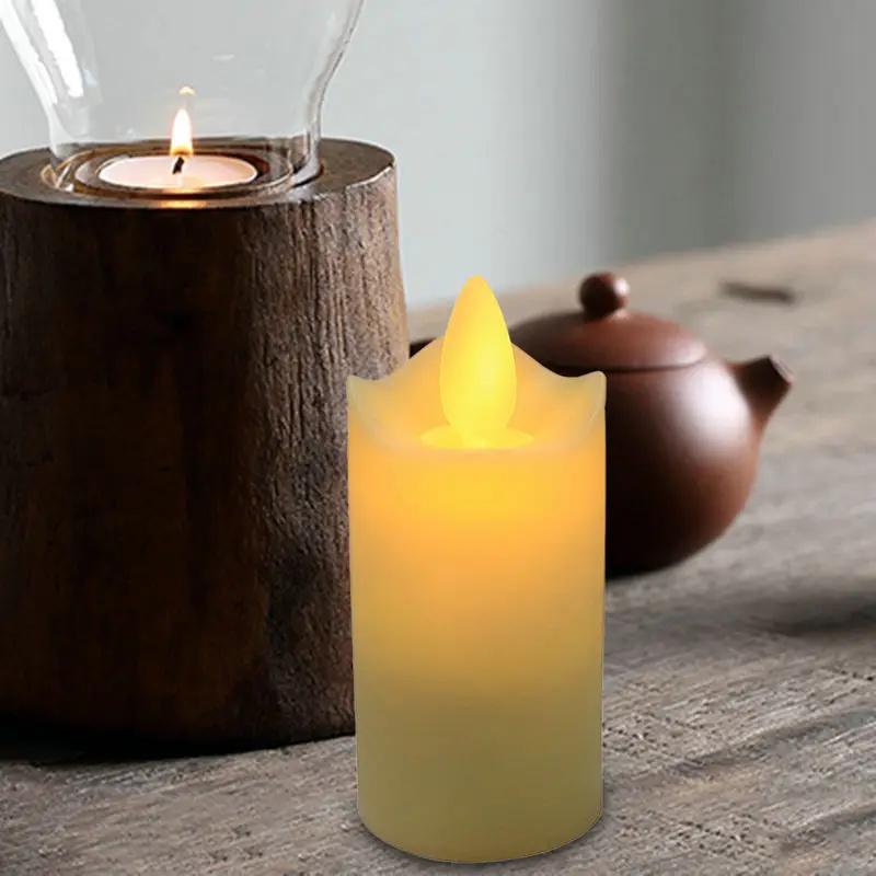 12-Pack Rechargeable Dancing Waving Flame LED Tealight Votive Swinging Wick Candle Lamp Xmas Wedding Home Decoration-Warm White