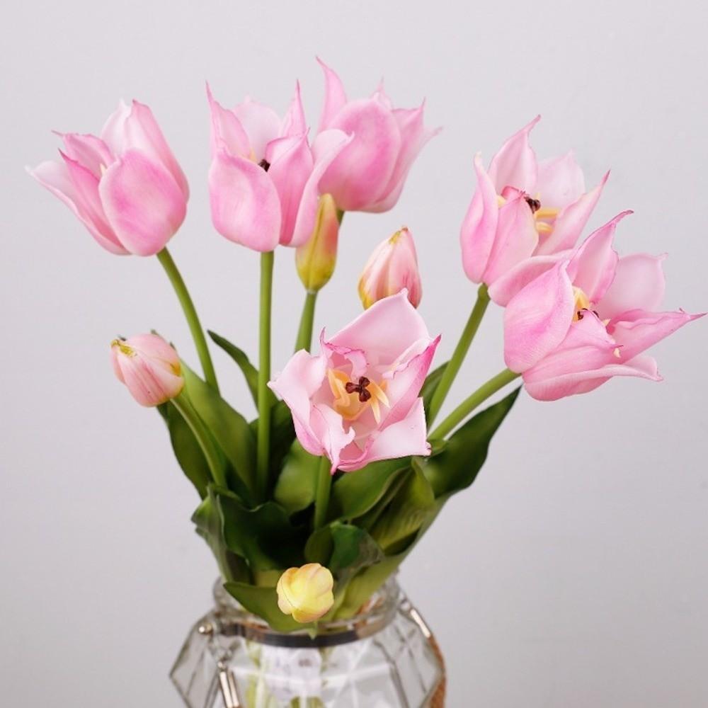 with Leaves Fake Tulip Flowers Real Touch Faux Flowers Living Room Desktop