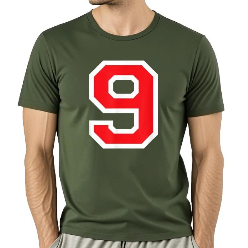 Nummer 9 Roter Block Buchstaben Nummer Spieler 13. Stil Herren Damen Kleidung Bedruckt Weich Streetwear T-Shirts