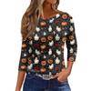 Women's Fashion Casual Round Neck 3/4 Sleeve Loose  Printed T-Shirt Ladies Top