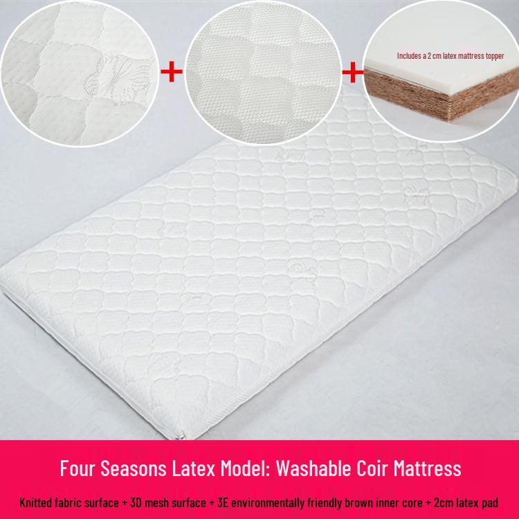 Saltea Eco-Friendly din Latex cu Fibră de Cocos pentru Bebeluși - Husa Detașabilă și Lavabilă pentru Nou-Născuți și Copii de Grădiniță