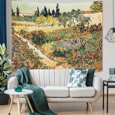 VIKAMA Van Gogh Retro Flower Wall Hanging Living Room Bedroom Easy Installation Wall Decoration Tapestry Home Decor