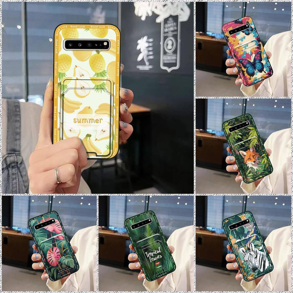 Shockproof Silicone Phone Case For Samsung Galaxy S10 5G/SM-G977N Soft Case Cover Cute Anti-knock Card Slot Back Cover
