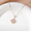 Titanium Steel Full Diamond Flower Necklace Female, Light Luxury Simple Versatile Zircon Pendant Collarbone Chain Jewelry