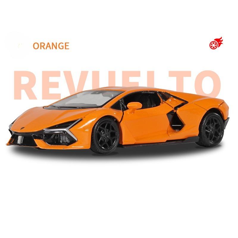 

Симуляція мініатюрного автомобіля Lamborghini Revuelto у масштабі 1/36. Колективний металевий іграшковий автомобіль. Подарунок на день народження.